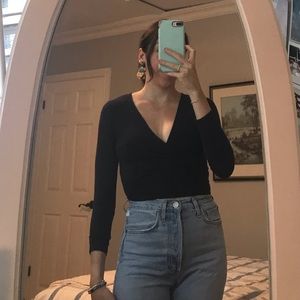 Navy blue American Apparel tie up shirt